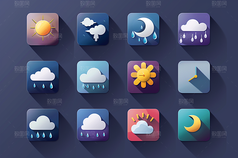 天气图标天气预报UI素材