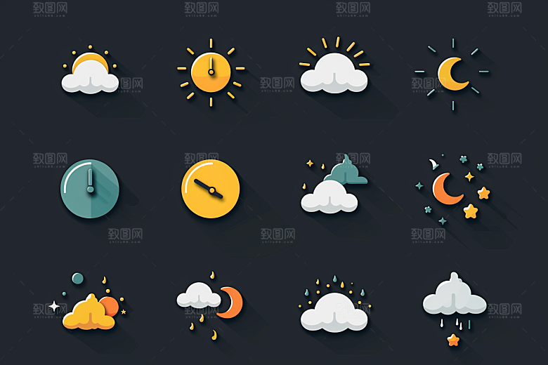 天气图标晴雨表界面素材