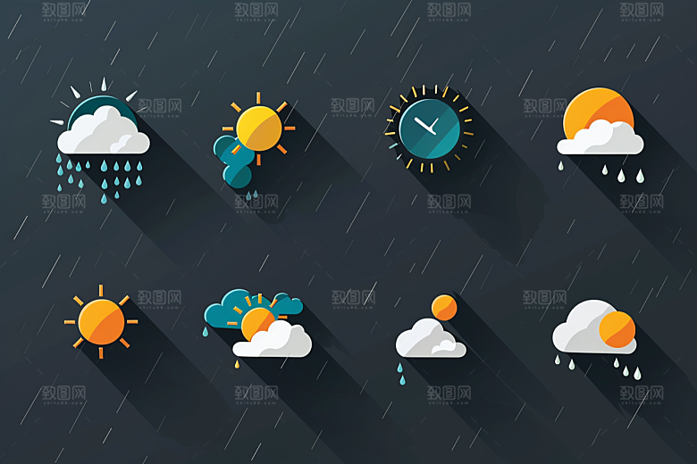 天气图标晴雨表简约素材
