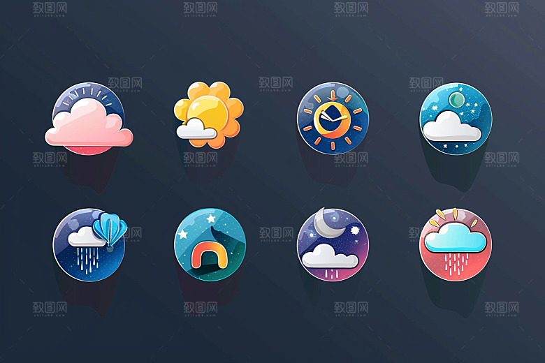 天气图标晴雨表天气预报素材