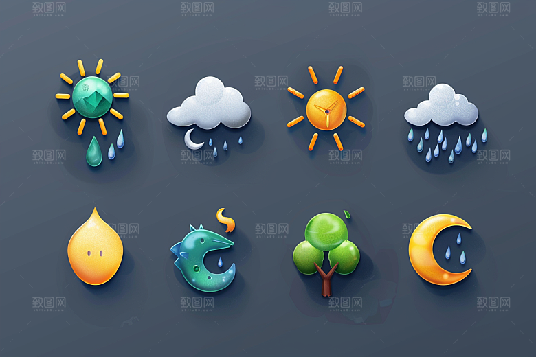 天气图标UI简约素材