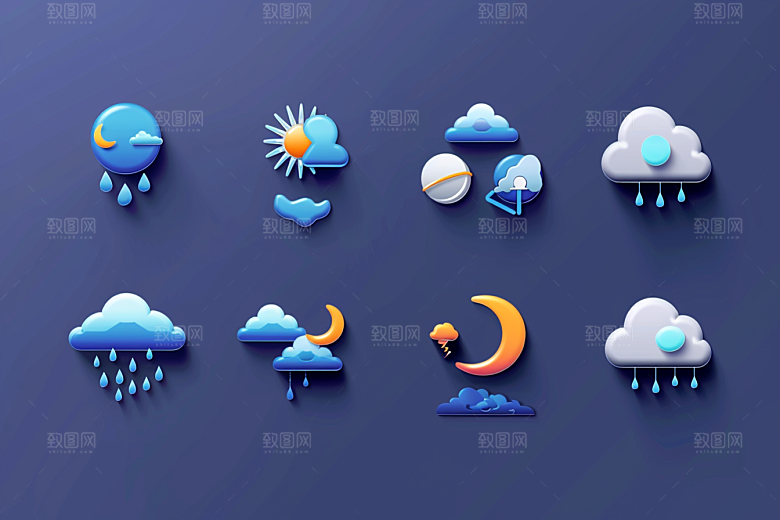 天气图标质感图形素材