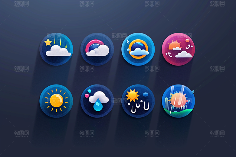 天气图标质感彩色素材