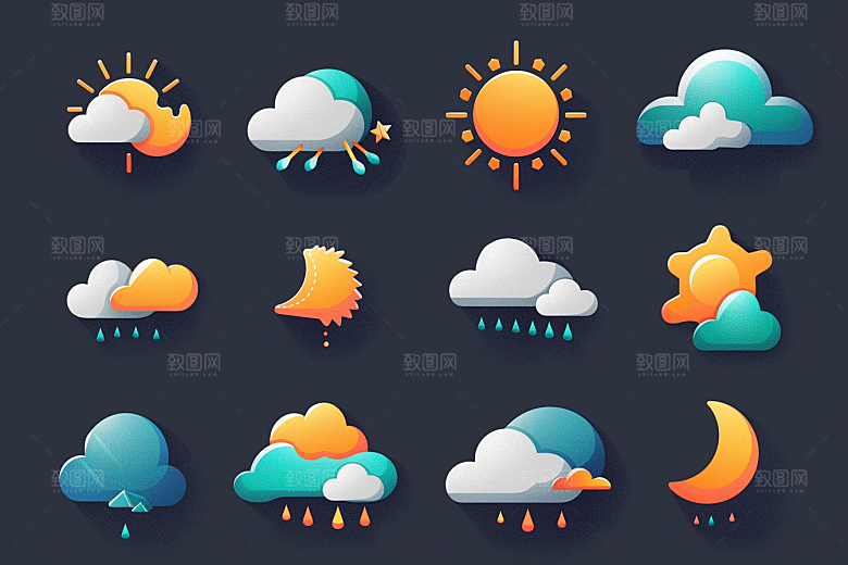 天气图标简约UI素材