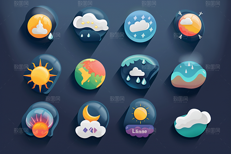 天气图标简约天气预报素材
