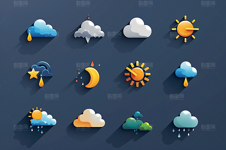 天气图标质感图形素材
