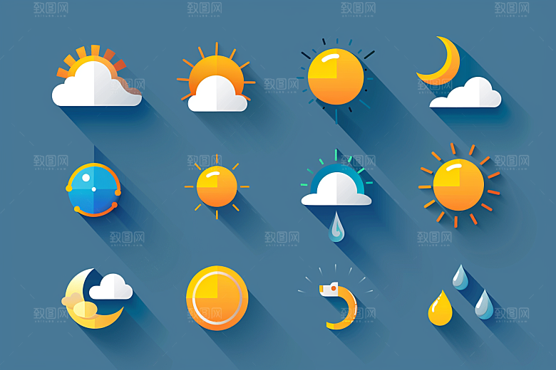天气图标简约天气预报素材