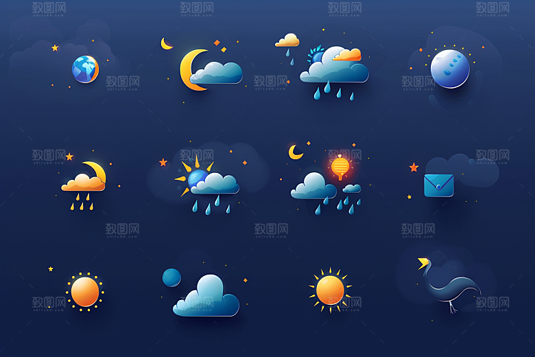 天气图标简约晴雨表素材
