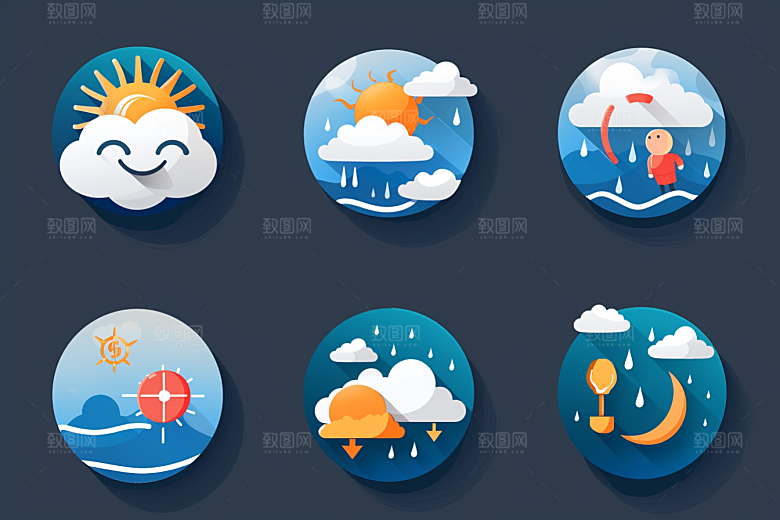 天气图标质感晴雨表素材