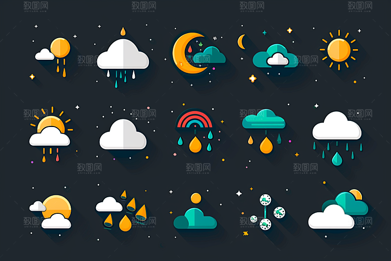 天气图标天气预报图形素材