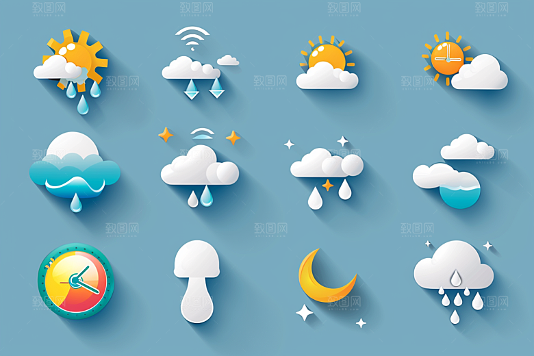 天气图标界面晴雨表素材
