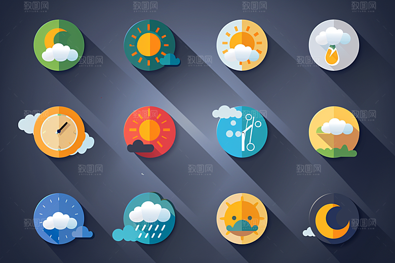 天气图标界面简约素材