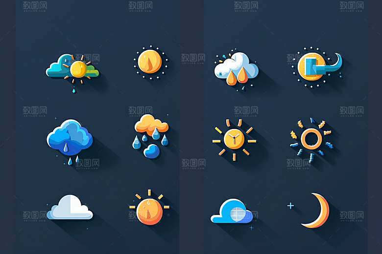 天气图标彩色图形素材