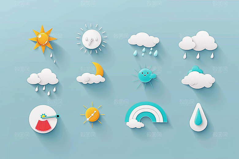 天气图标简约天气预报素材