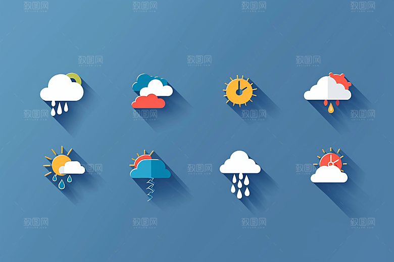 天气图标质感彩色素材