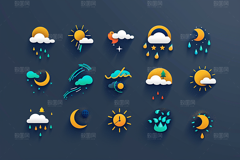 天气图标简约设计感素材