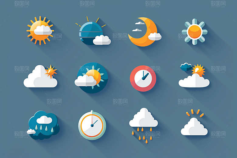 天气图标晴雨表图形素材