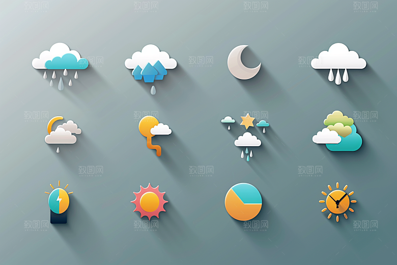 天气图标天气预报图形素材