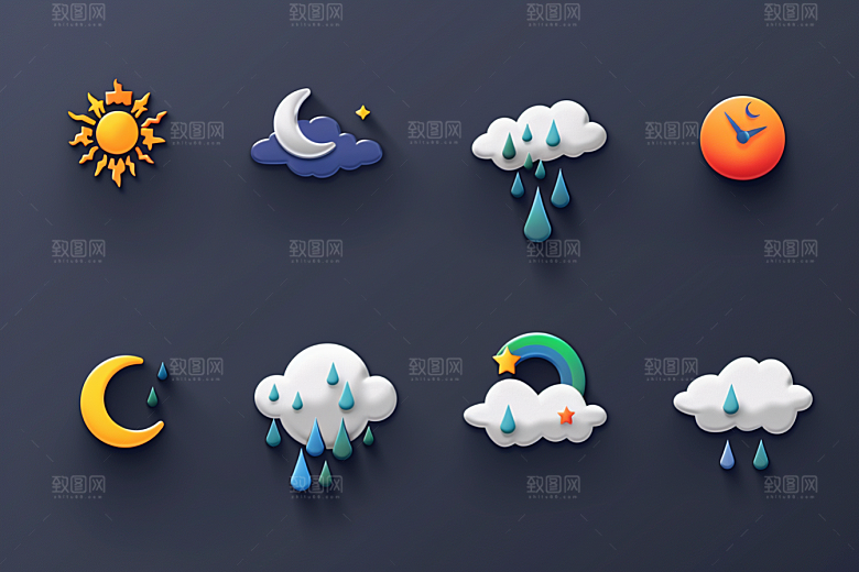 天气图标图形彩色素材