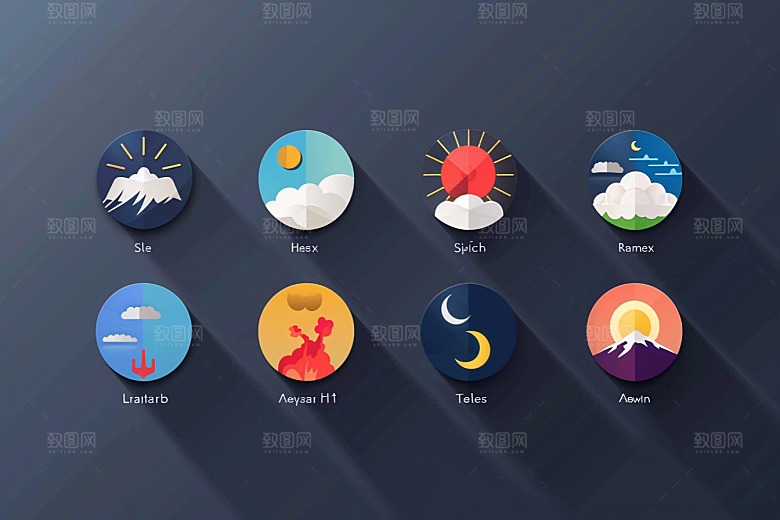 天气图标简约界面素材