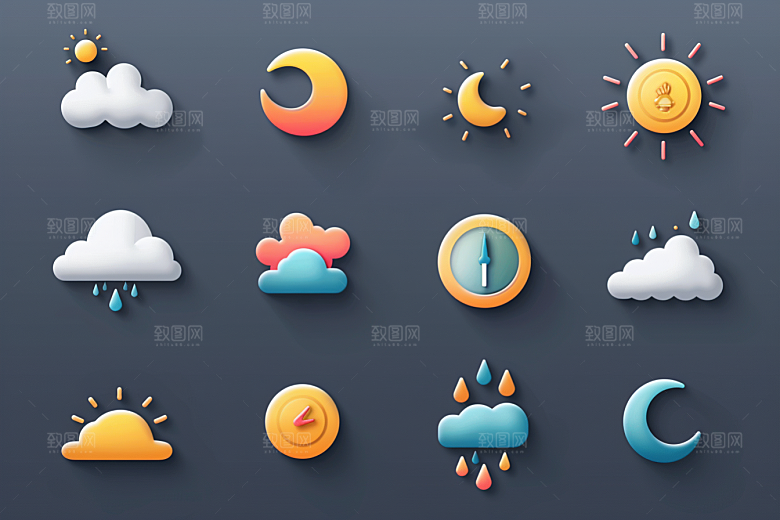 天气图标质感图形素材