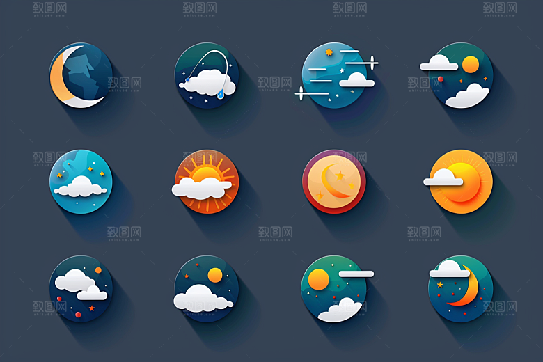 天气图标晴雨表简约素材