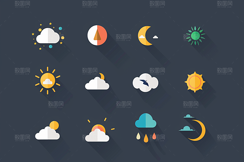 天气图标彩色晴雨表素材