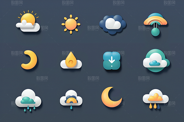 天气图标晴雨表设计感素材