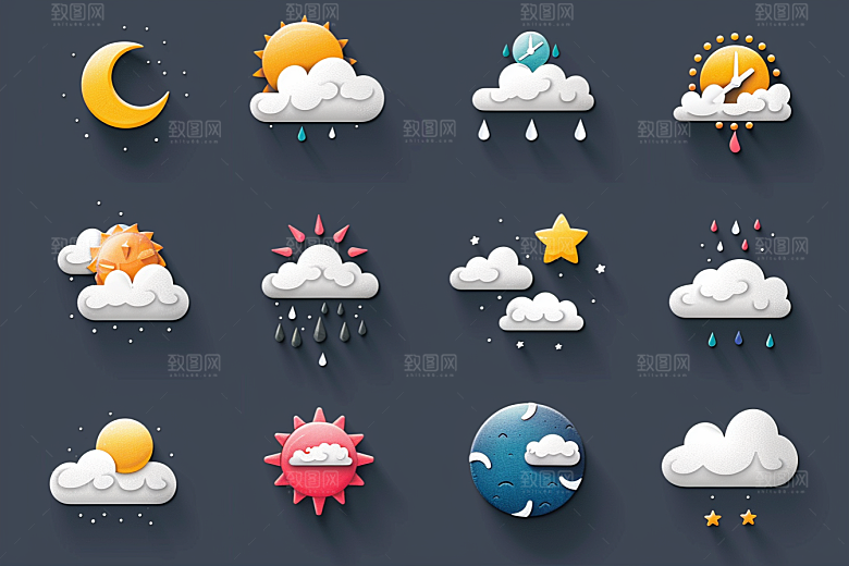 天气图标晴雨表天气预报素材