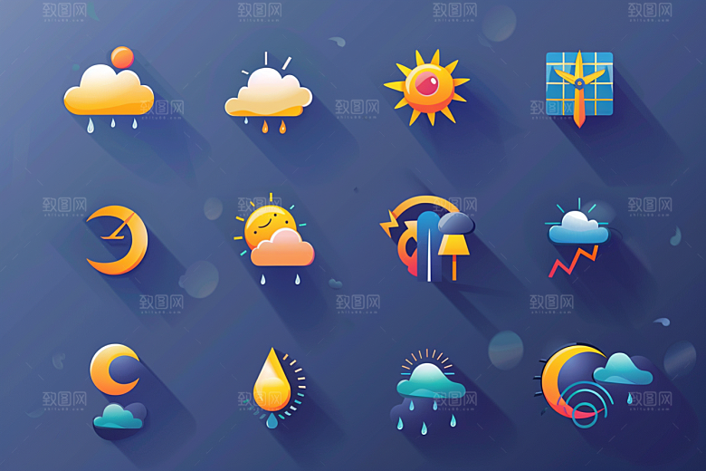 天气图标UI彩色素材