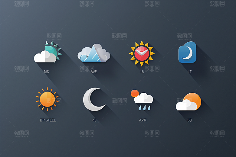 天气图标质感天气预报素材