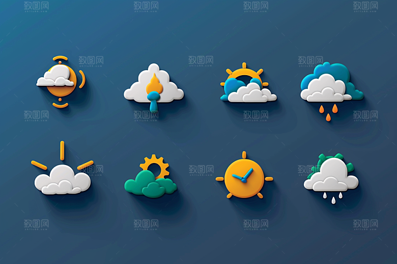 天气图标彩色图形素材