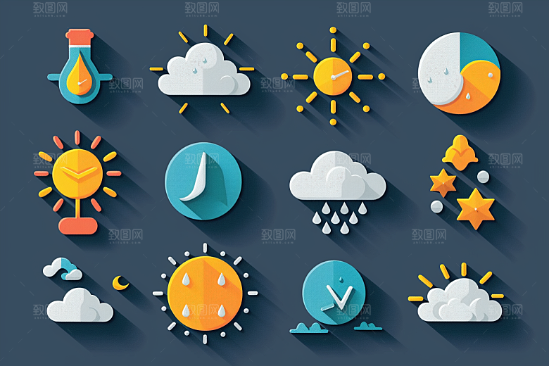 天气图标简约晴雨表素材