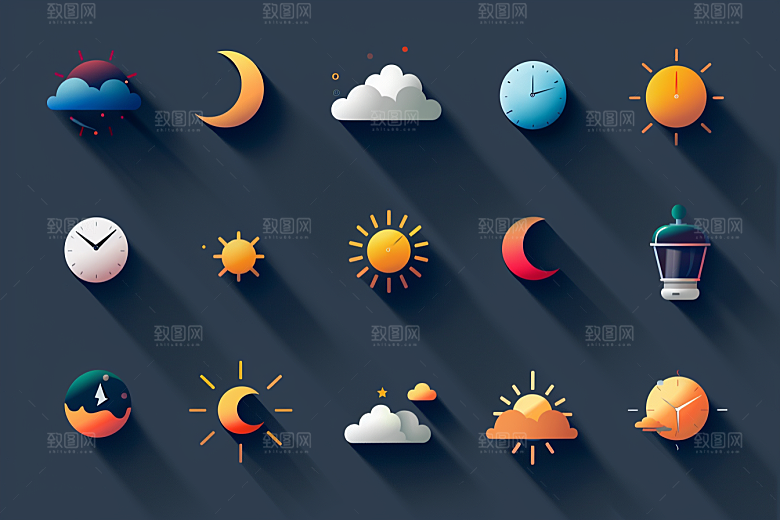 天气图标高清彩色素材