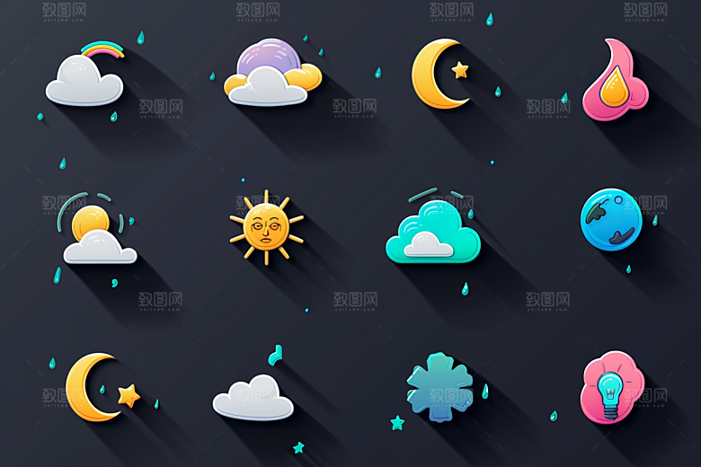 天气图标设计感质感素材