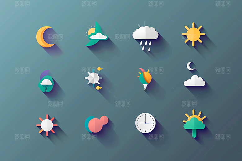 天气图标彩色图形素材