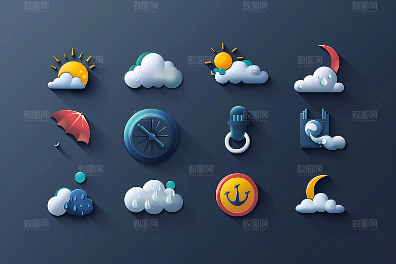 天气图标简约UI素材