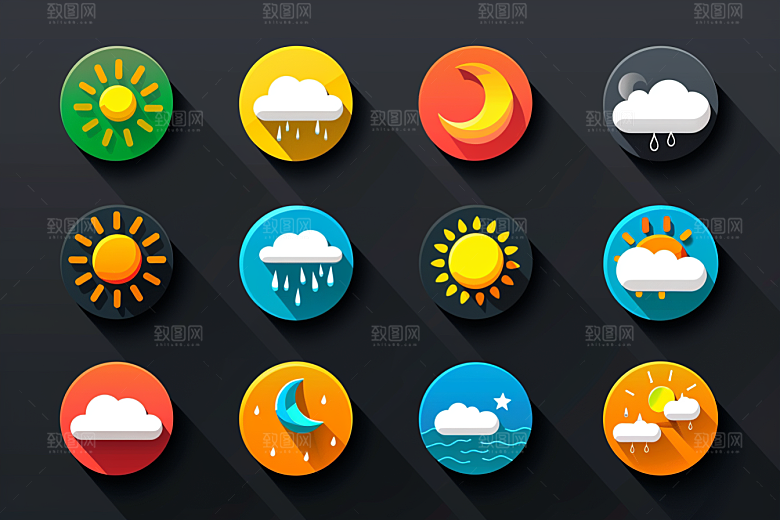 天气图标质感简约素材