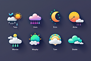 天气图标界面简约素材