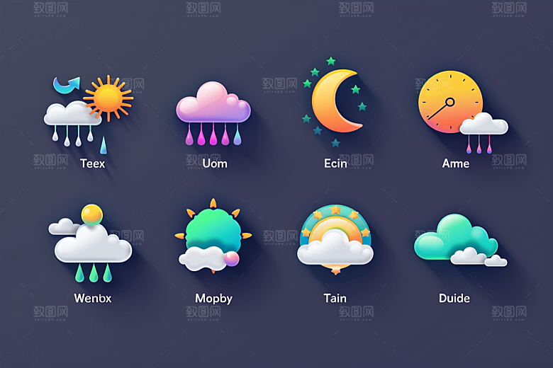 天气图标界面简约素材