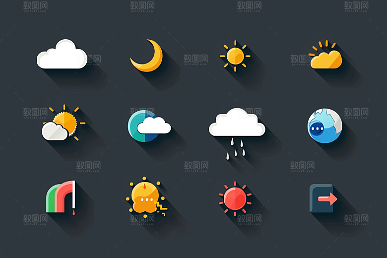 天气图标UI简约素材
