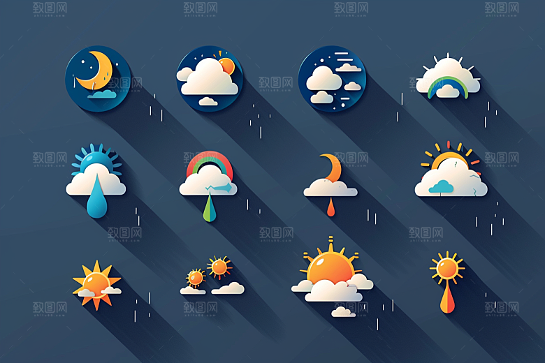 天气图标简约设计感素材