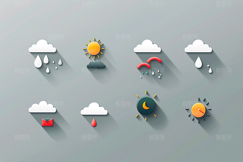 天气图标天气预报晴雨表素材