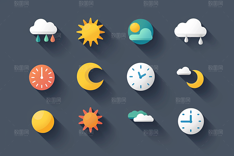 天气图标彩色界面素材