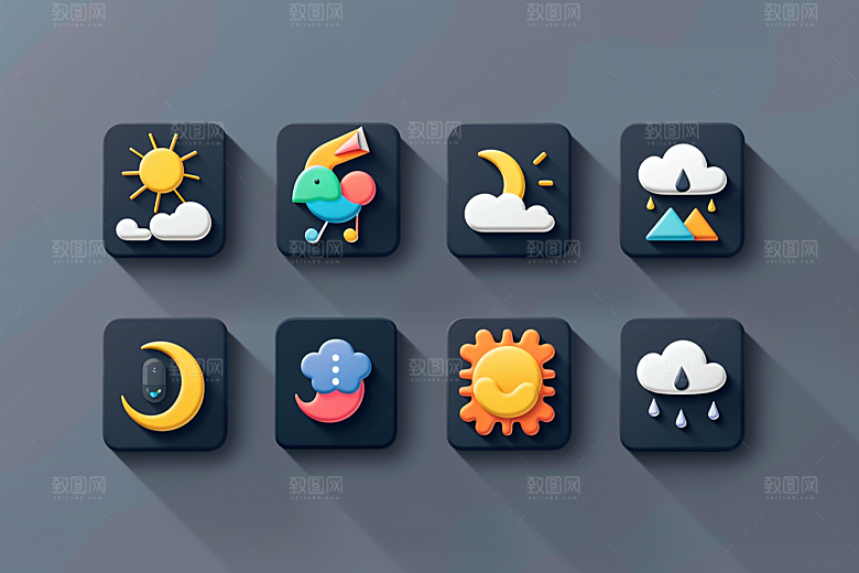 天气图标晴雨表图形素材