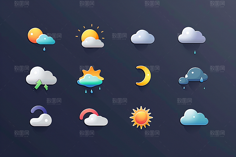 天气图标质感UI素材