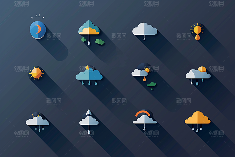 天气图标晴雨表简约素材