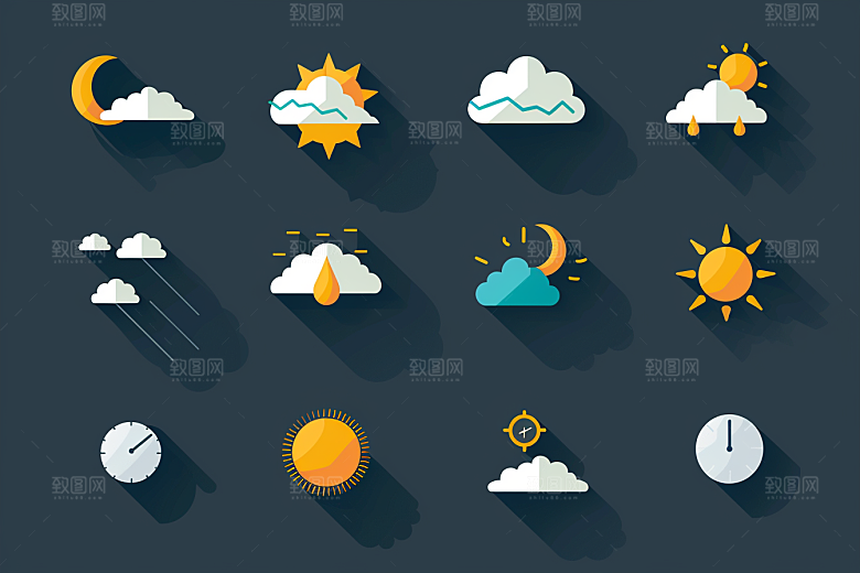 天气图标界面简约素材