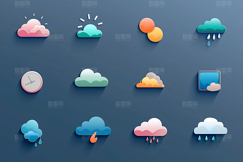 天气图标晴雨表质感素材