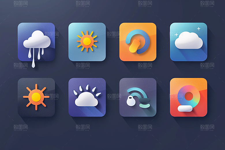 天气图标质感UI素材
